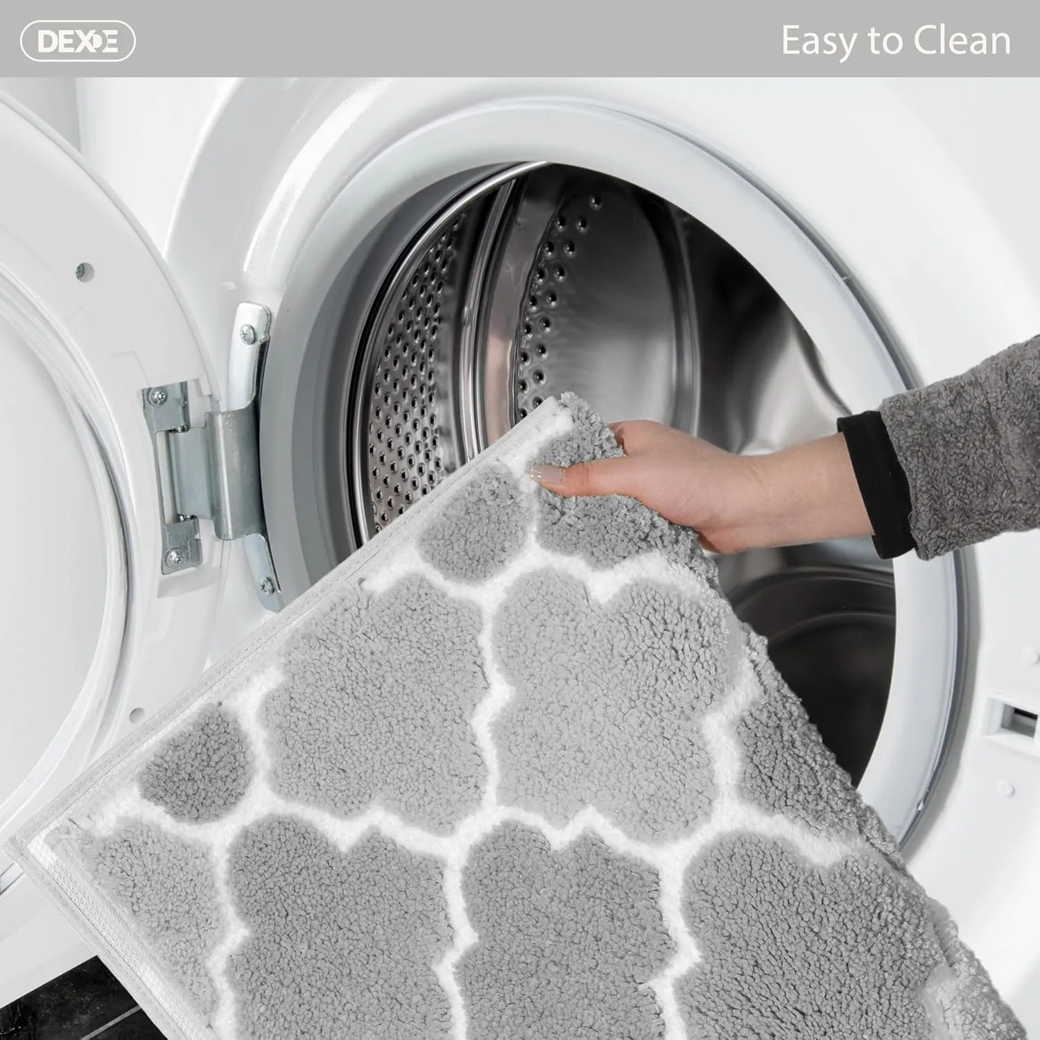 DEXDE Bathroom Rugs Non-Slip, Bath Rugs Extra Absorbent Shaggy Bath Mat, Machine Washable Soft Plush Throw Rug for Bathroom Floor Tub and Shower, 20" x 32" Gray