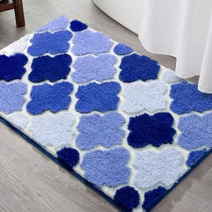 DEXDE Bathroom Rugs Non-Slip, Extra Absorbent Shaggy Bath Mat, Machine Washable Soft Plush Throw Bath Rug for Bathroom Floor Tub and Shower, 20" x 32" Blue