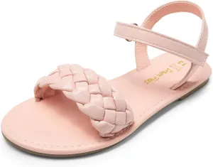 DREAM PAIRS Girls Sandals Classic Open Toe Braided Flat Sandals Summer Dress Shoes