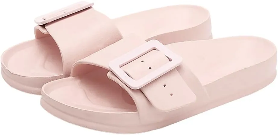 Epsion Women's Comfort Sandal Adjustable Buckle Flat Slipper Outdoor Slides with Arch Support Summer Beach Home Casual Sandles