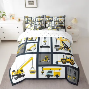 Feelyou Kids Construction Comforter Set Full Size 7 Pcs Boys Construction Site Cars Comforter Bed in a Bag Trucks Excavators Bedding Set Child Tractors Bed Set with Sheets, Pillowcases, Pillow Covers