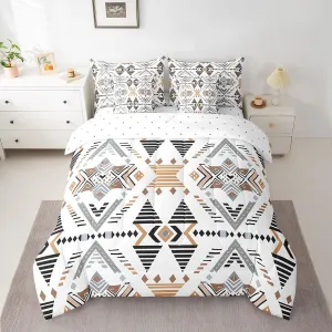 Feelyou White Southwestern Bedding Set Queen Geometric Comforter Set 7 Pieces Tribal Native American Indian Design Bed in a Bag Exotic Style Stripe Line Bed Set with Comforter Sheet Set Pillowcases