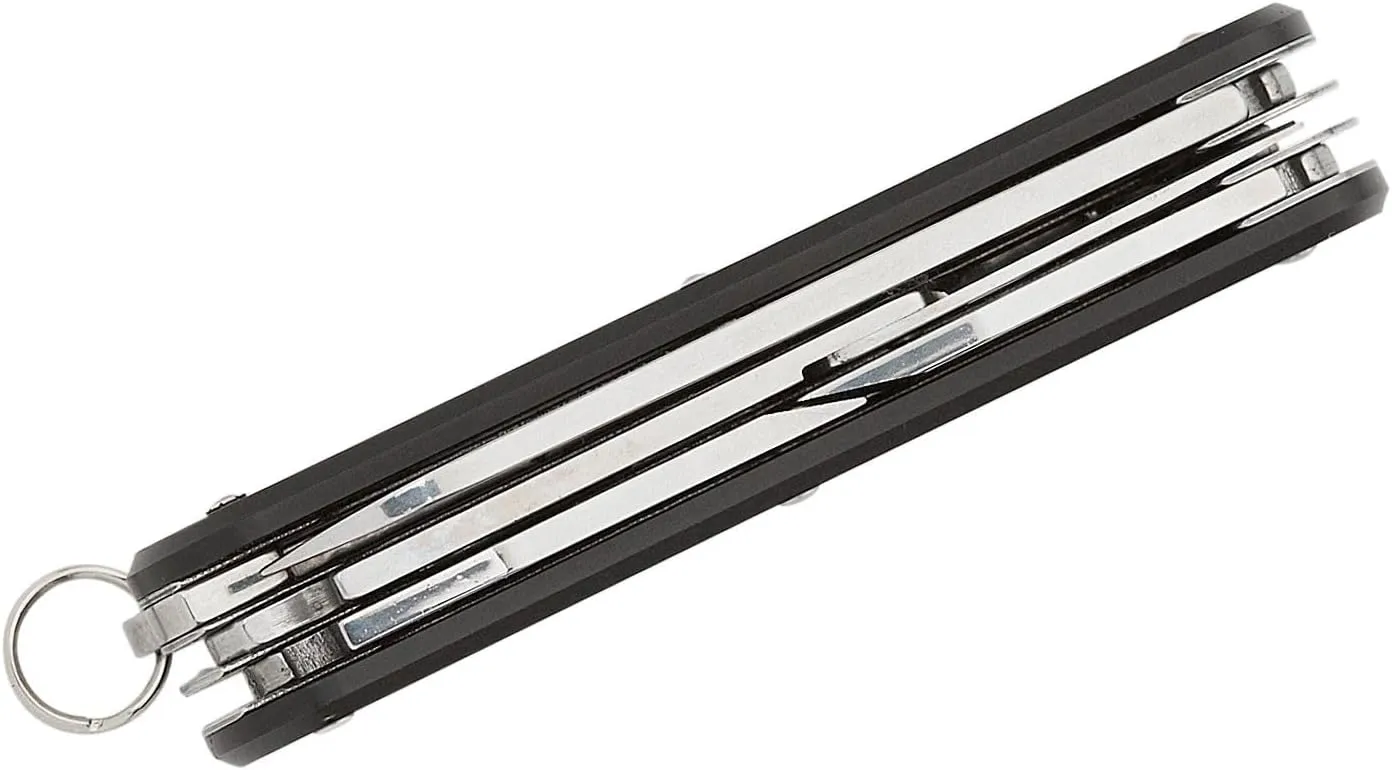 Fox Knives Vulpis FX-VP130-F4 Slipjoint Folding Knife 4-in-1 Multitool 2.17in Blade, Bottle Opener, Can Opener, Flat Head Screwdriver, Scissors - Compact Versatile Minimalist Pocket Knife (Black)