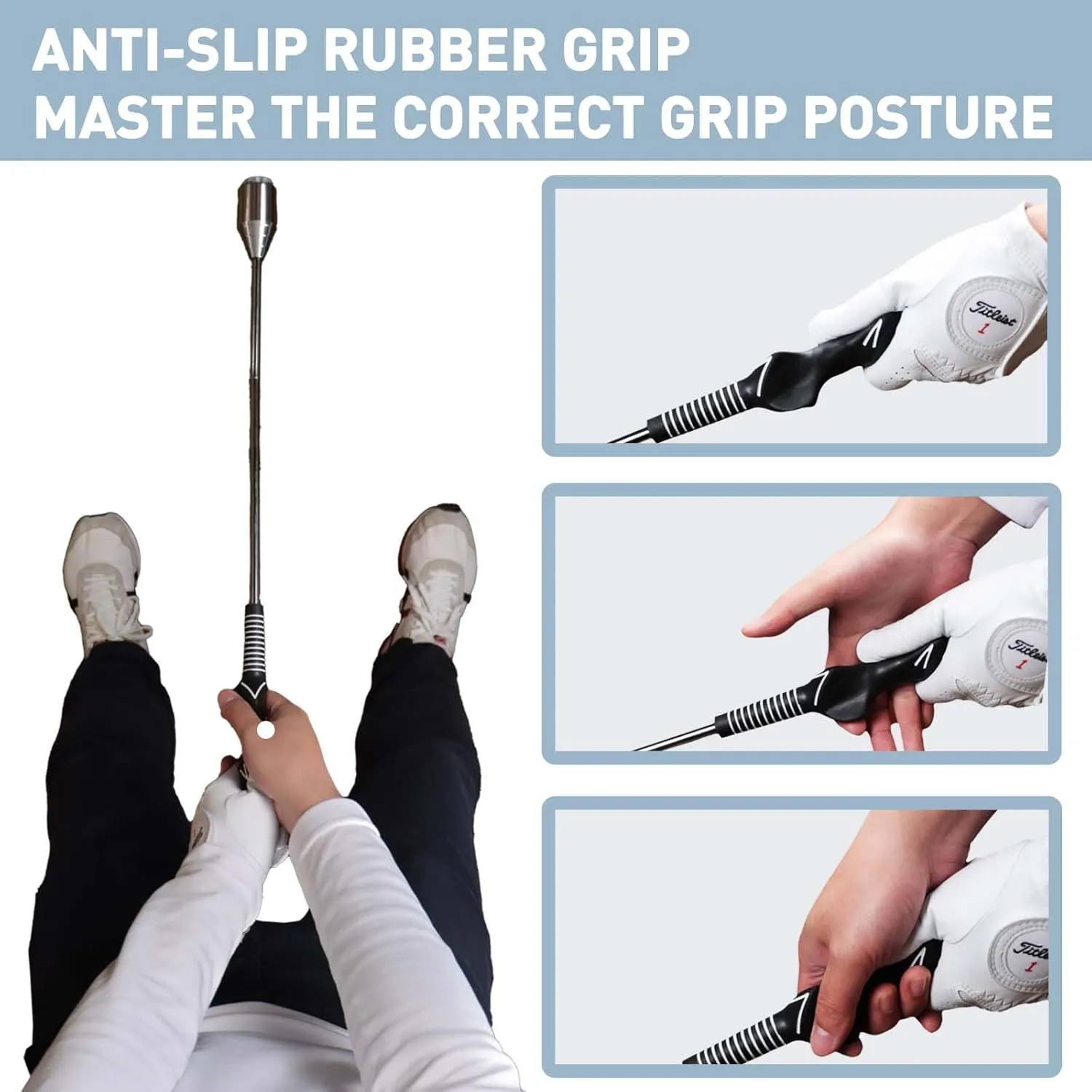 Golf Swing Trainer Aid, Golf Grip Trainer for Warm-up, Swing Tempo Training - Weighted Golf Club for Indoor Practice, Right-Handed Chipping Hitting Golf Accessories