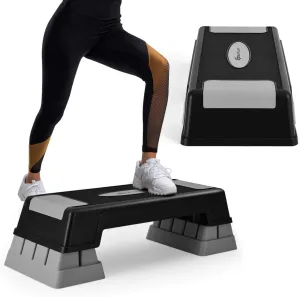 Goplus 30'' Aerobic Stepper with Risers, 5” 7” 9” Levels Height Adjustable, Workout Fitness Exercise Step Platform Trainer with Non-Slip Foot Pads, for Home/Gym