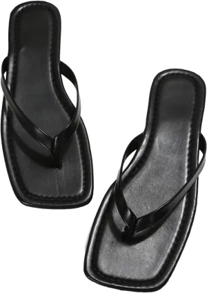 GORGLITTER Women's Flip Flops Square Thong Sandals Summer Flat Slippers