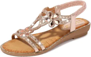 HNGHOU Women's Summer Sandal Shoes Casual Comfortable Open Toe Low Wedge Sandals
