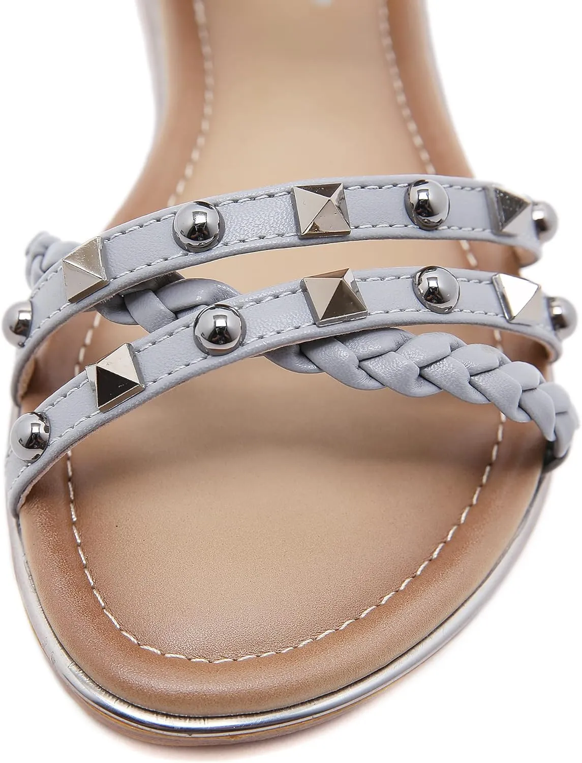 HNGHOU Women's Travel Flat Sandals Summer Casual Rhinestone Roman Flat Sandals Summer Shoes