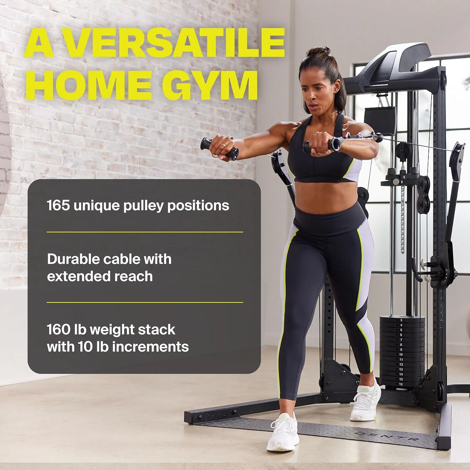 Home Gym Functional Trainer - Multifunctional Cable Machine Home Gym System - Workout Weight Machine for Strength Training - Full Body Compact Exercise & Fitness Equipment Set