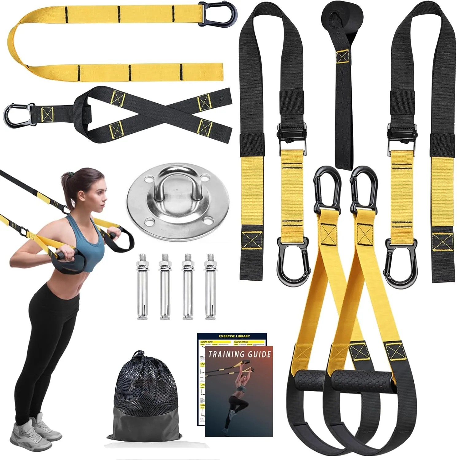Home Resistance Training Kit,Resistance Trainer Exercise Straps with Handles,Door Anchor,Training Guide,Wall Mount Bracket, Bodyweight Resistance Straps for Full-Body Workout for Home Gym.