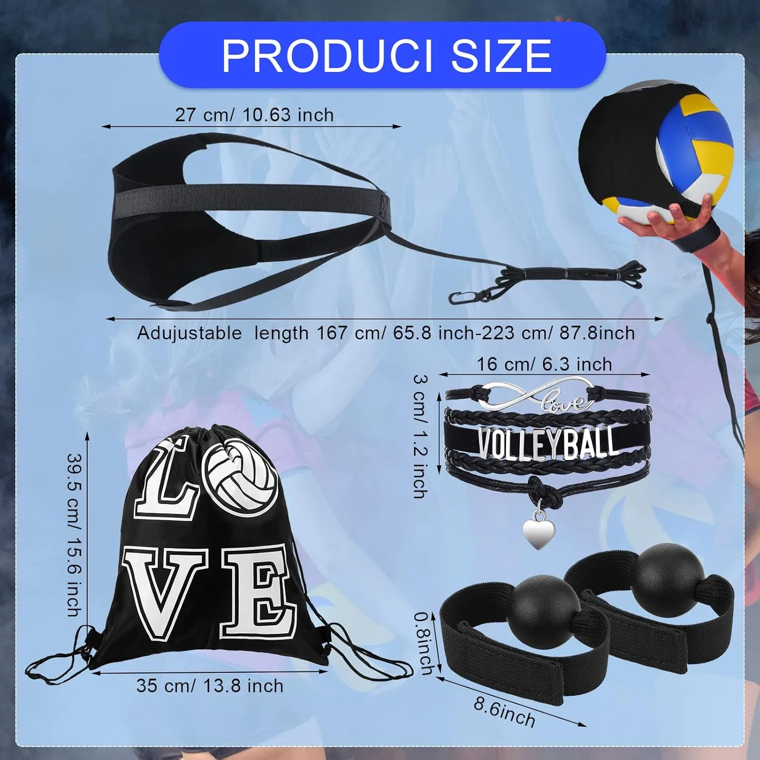 Honoson 7 Pcs Volleyball Training Equipment Aid Volleyball Serving Trainer Kit Gifts for Beginners