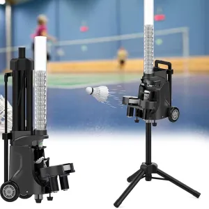 Intelligent Badminton Serve Machine, Adjustable Shuttlecock Feeder with Remote Control, Smart APP Control, Holds 52  Balls, Adjustable Serving Frequency 1-5 Seconds