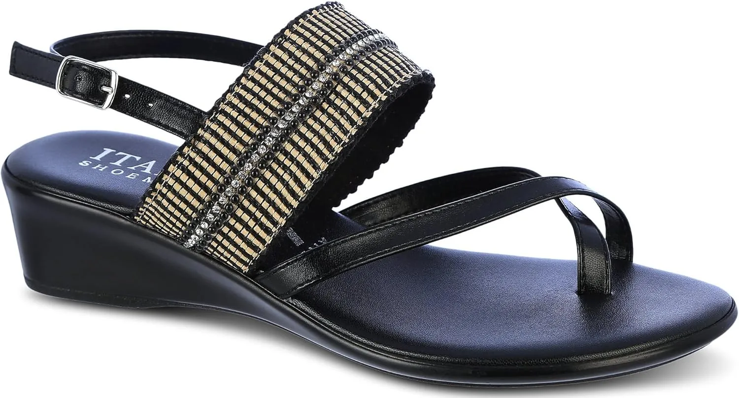 ITALIAN Shoemakers Womens Firefly Wedge Sandal 6 Black