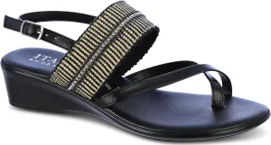 ITALIAN Shoemakers Womens Firefly Wedge Sandal 6 Black