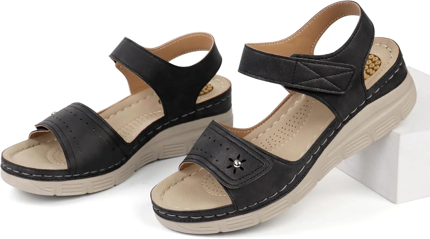 JABASIC Women Comfortable Sandals Orthotic Walking Sandals Orthopedic Arch Support Sandals