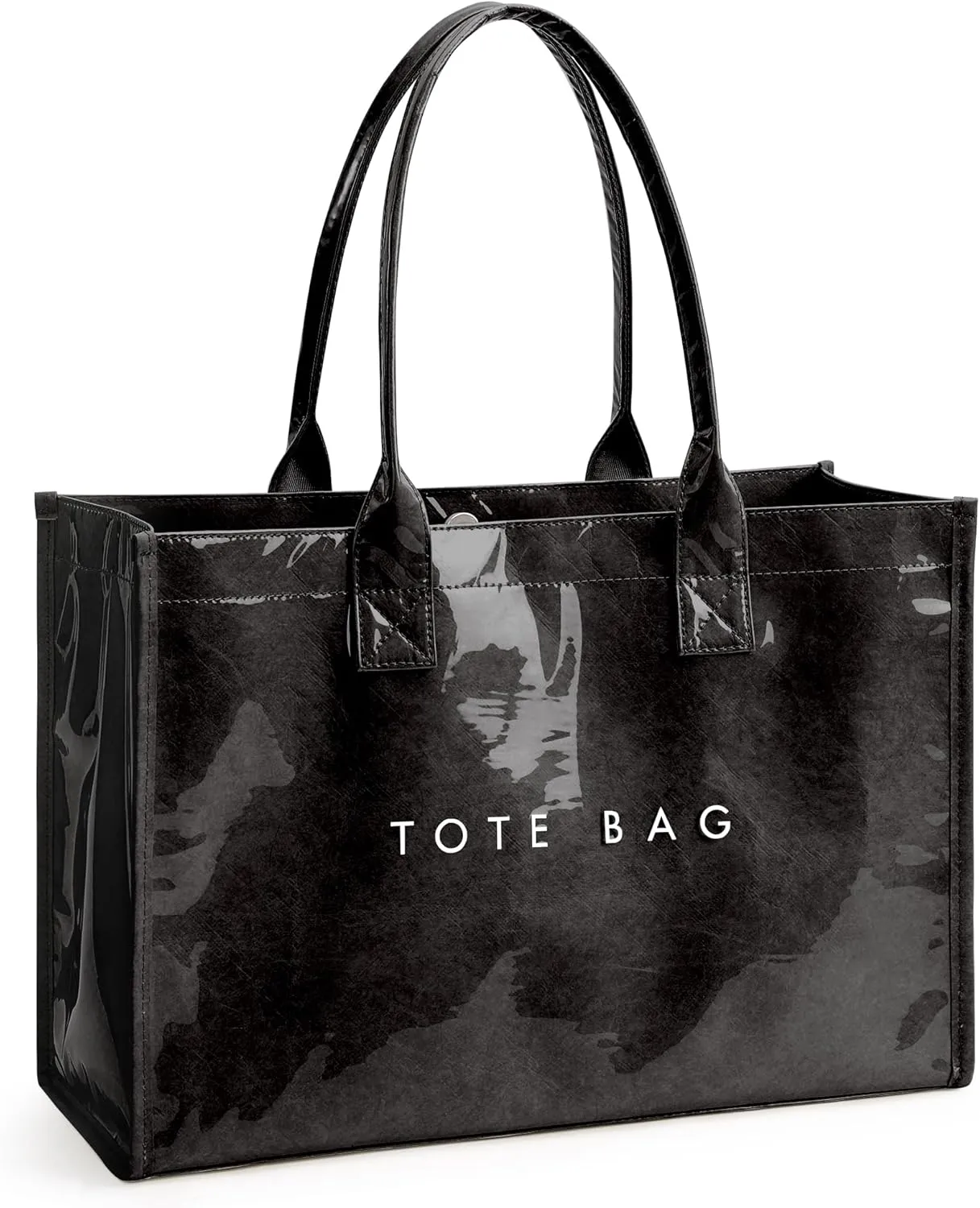 KALIDI PVC Tote Bag Women’s Kraft Paper Work Handbags Purses with Top Handle