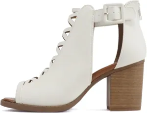 Kira - Women Open Toe Crisscross High Heel Fashion Sandal with Adjustable Ankle Strap and Back Zipper