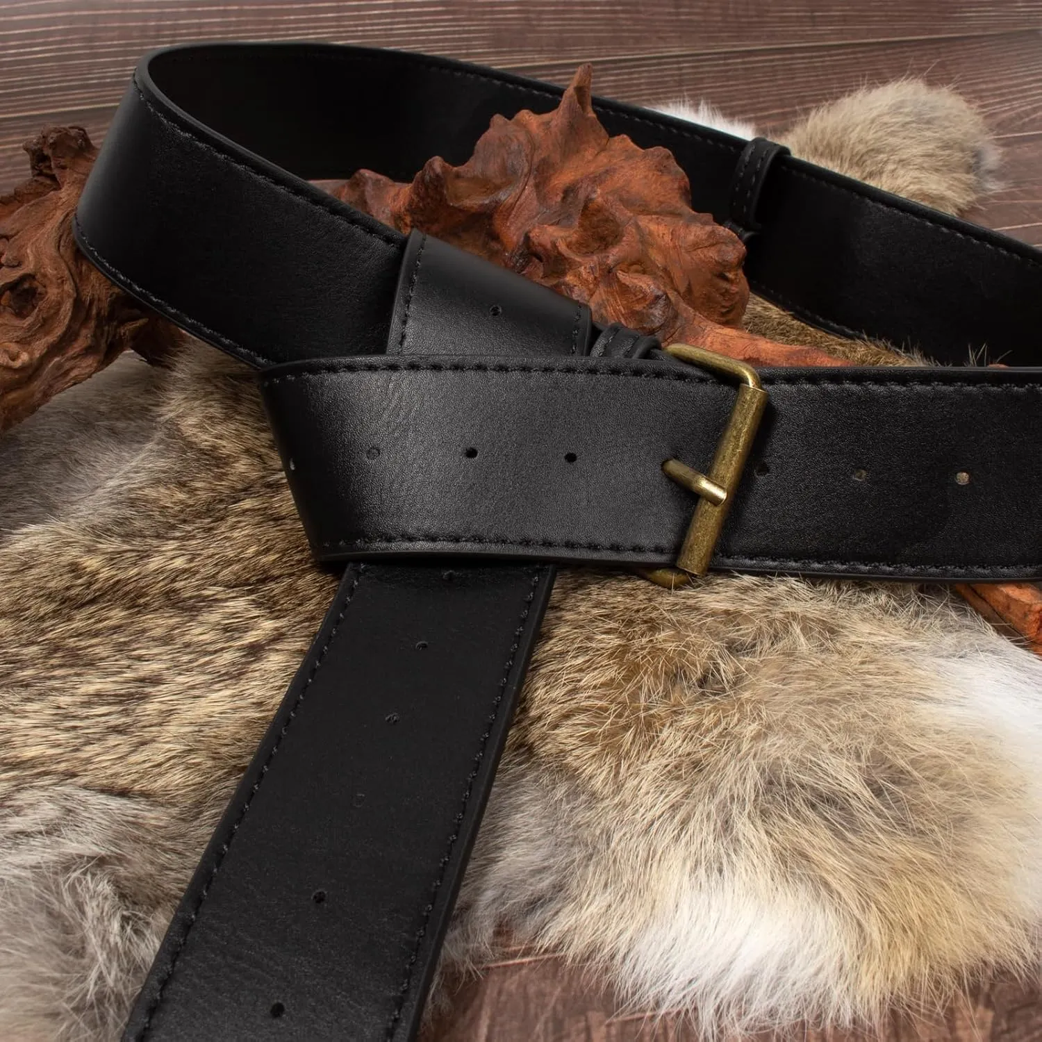 KOTORA Renaissance Costume Sets Corset Waistband Belt Pouch Purse Skirt Hike Steampunk Medieval Halloween Accessories (Pouch-Black, L/Waist 32"-43")