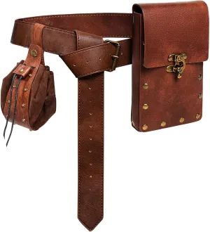 KOTORA Retro Belt Pouch Waist Bag Fanny Pack Steampunk Phone Bag Strap Holder Medieval Renaissance Cosplay Costume Accessory