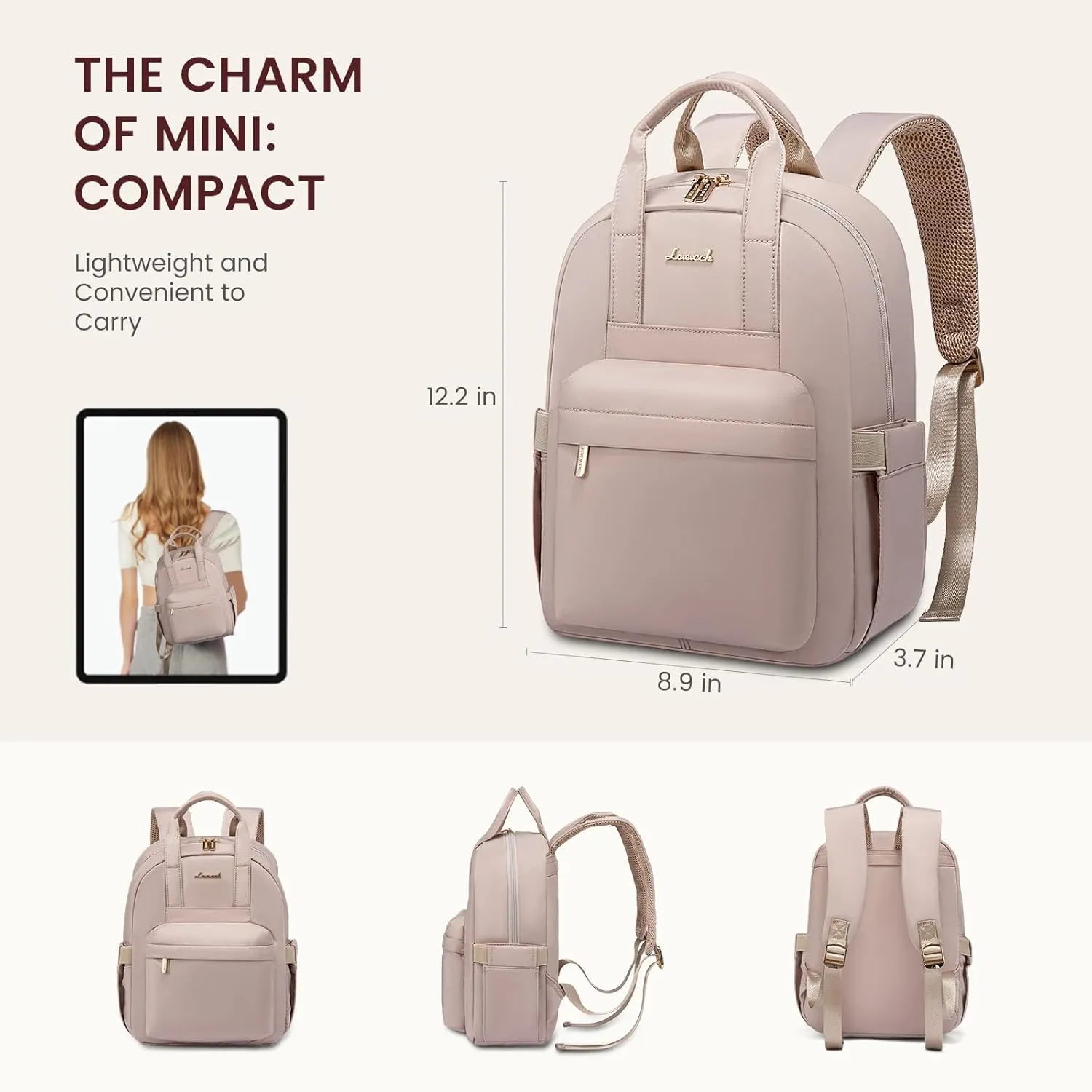 LOVEVOOK Small Backpack Purse for Women, Waterproof Lightweight Mini Daypack, Stylish Casual Bag for Travel Work & Daily Use
