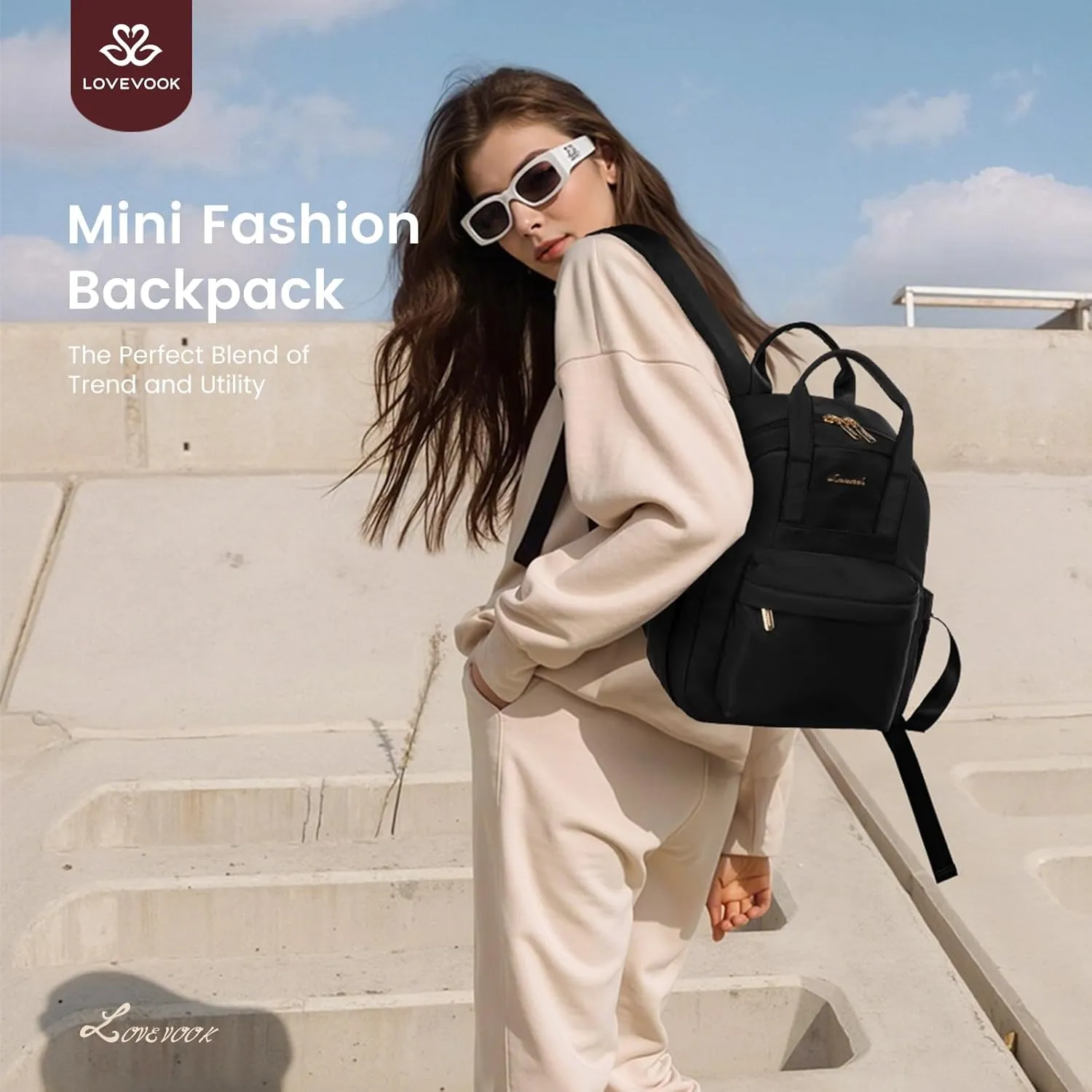 LOVEVOOK Small Backpack Purse for Women, Waterproof Lightweight Mini Daypack, Stylish Casual Bag for Travel Work & Daily Use