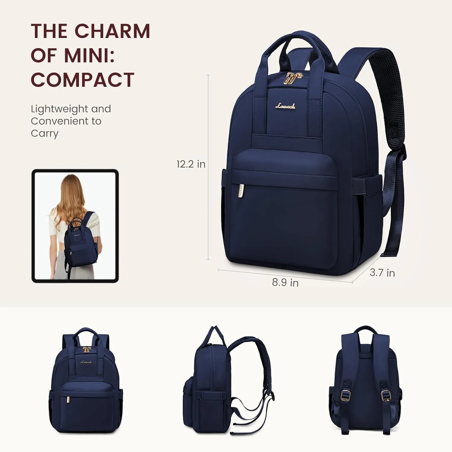 LOVEVOOK Small Backpack Purse for Women, Waterproof Lightweight Mini Daypack, Stylish Casual Bag for Travel Work & Daily Use