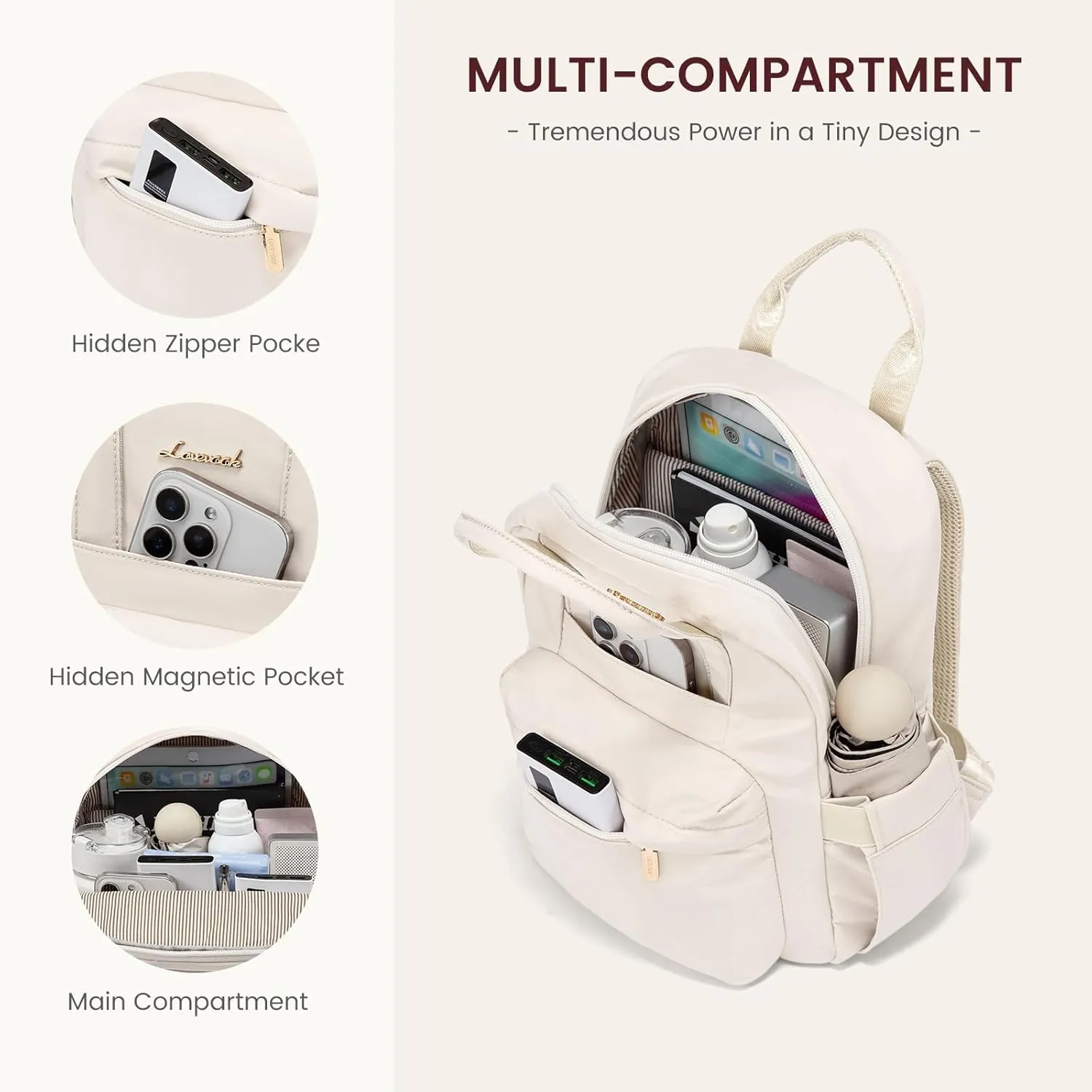 LOVEVOOK Small Backpack Purse for Women, Waterproof Lightweight Mini Daypack, Stylish Casual Bag for Travel Work & Daily Use