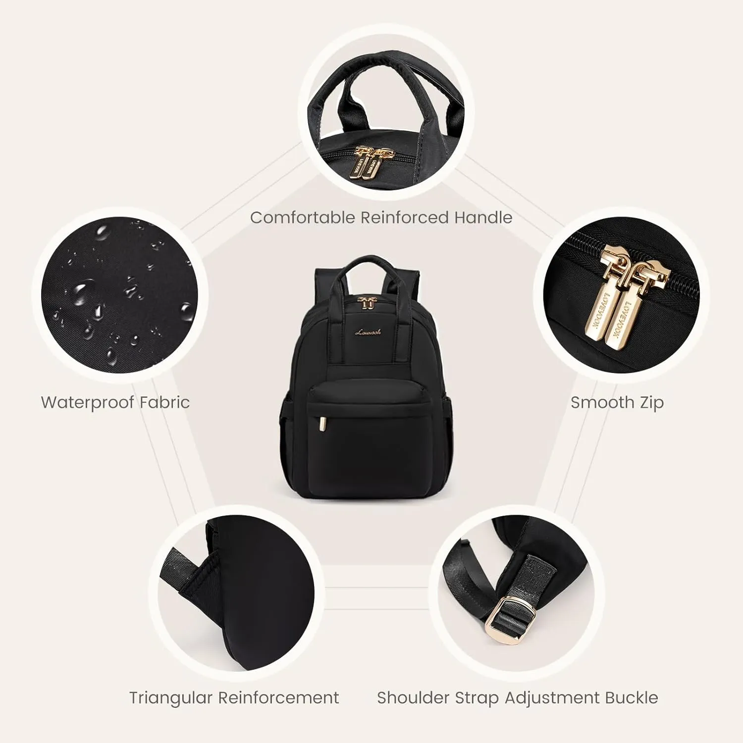 LOVEVOOK Small Backpack Purse for Women, Waterproof Lightweight Mini Daypack, Stylish Casual Bag for Travel Work & Daily Use