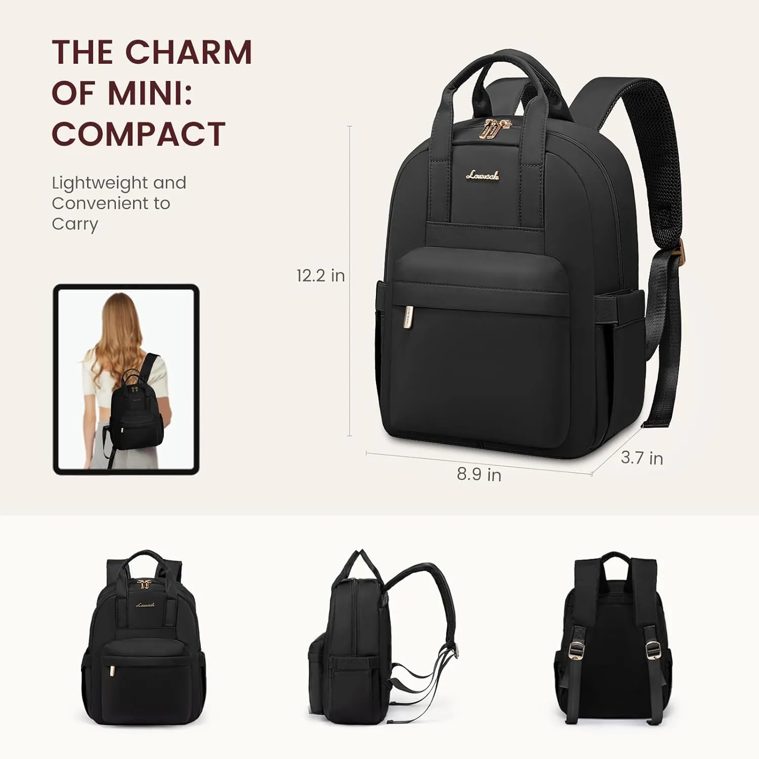 LOVEVOOK Small Backpack Purse for Women, Waterproof Lightweight Mini Daypack, Stylish Casual Bag for Travel Work & Daily Use