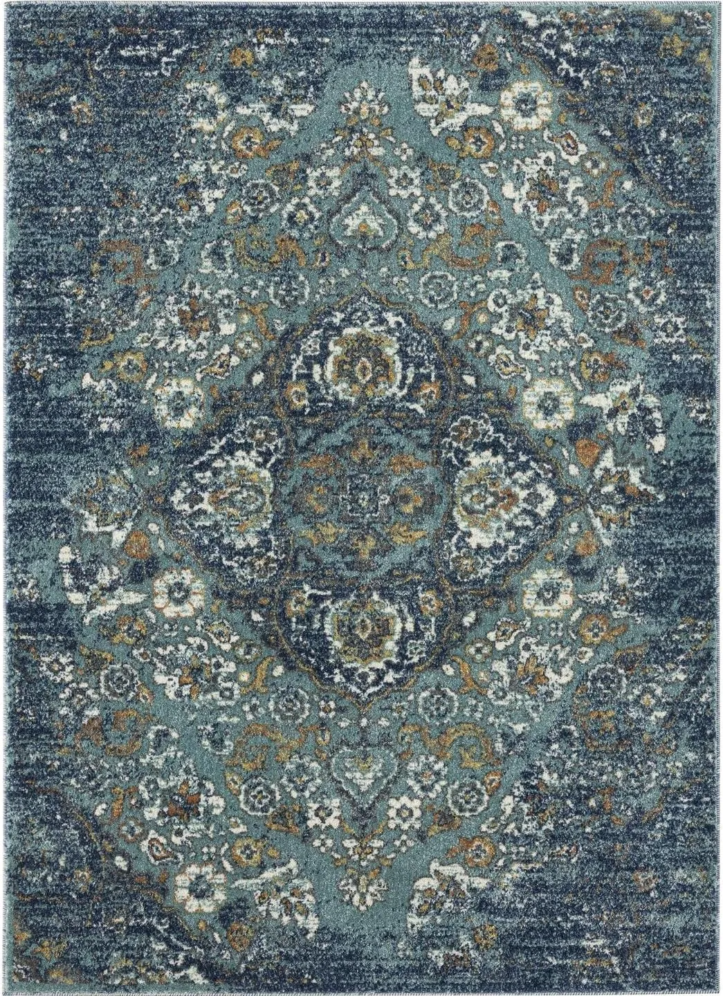 Luxe Weavers 4620 Marine 2x3 Distressed Floral Area Rug