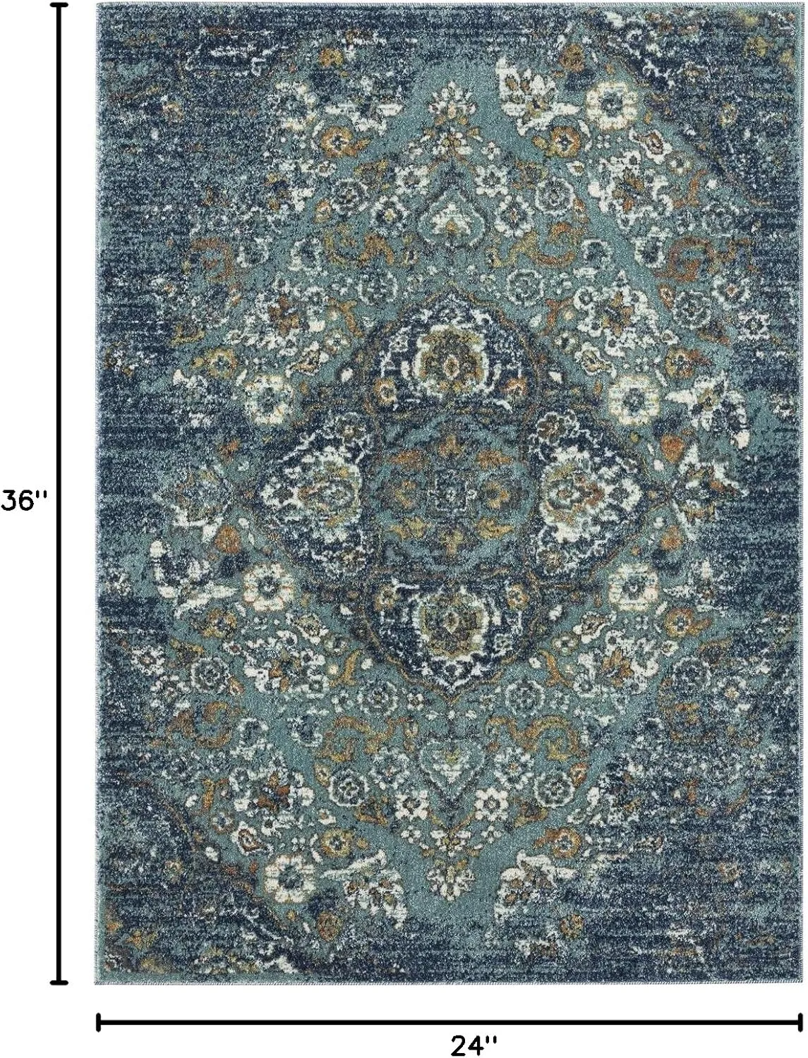 Luxe Weavers 4620 Marine 2x3 Distressed Floral Area Rug