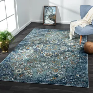 Luxe Weavers 4620 Marine 2x3 Distressed Floral Area Rug