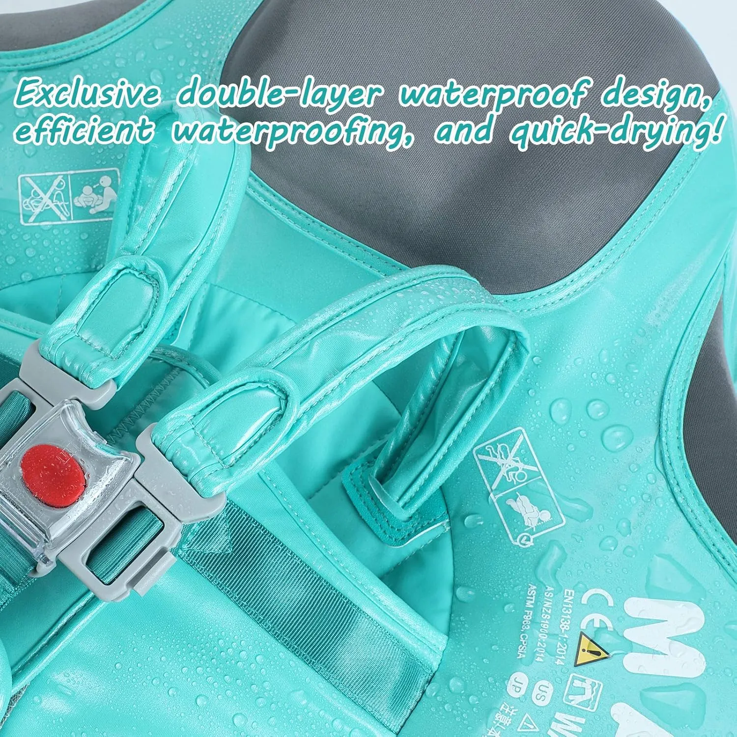 Mambobaby Float Upgrade Add Tail Baby Float with Canopy for Infant Waist Swimming Ring Swim Trainer Non-Inflatable Floats Toys with Adjustable Safety Strap (Mambo Fish)