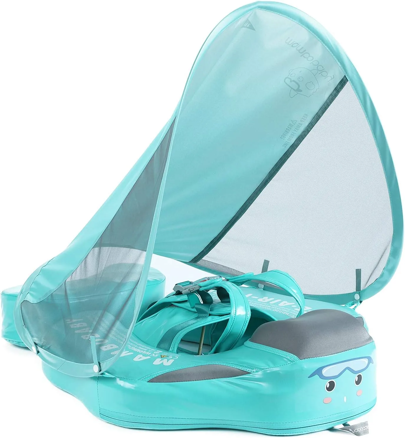 Mambobaby Float Upgrade Add Tail Baby Float with Canopy for Infant Waist Swimming Ring Swim Trainer Non-Inflatable Floats Toys with Adjustable Safety Strap (Mambo Fish)