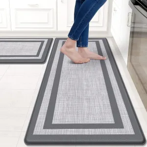 Mattitude Kitchen Mat [2 PCS] Cushioned Anti-Fatigue Rugs Non-Skid Waterproof Ergonomic Comfort Standing Mat for Kitchen, Floor, Office, Sink, Laundry, Gray and Gray