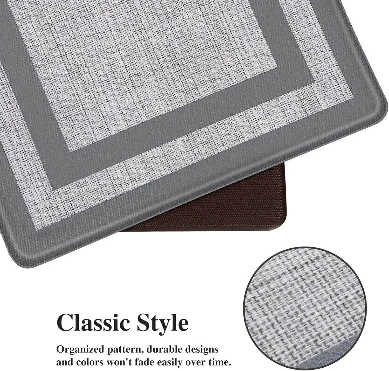 Mattitude Kitchen Mat [2 PCS] Cushioned Anti-Fatigue Rugs Non-Skid Waterproof Ergonomic Comfort Standing Mat for Kitchen, Floor, Office, Sink, Laundry, Gray and Gray