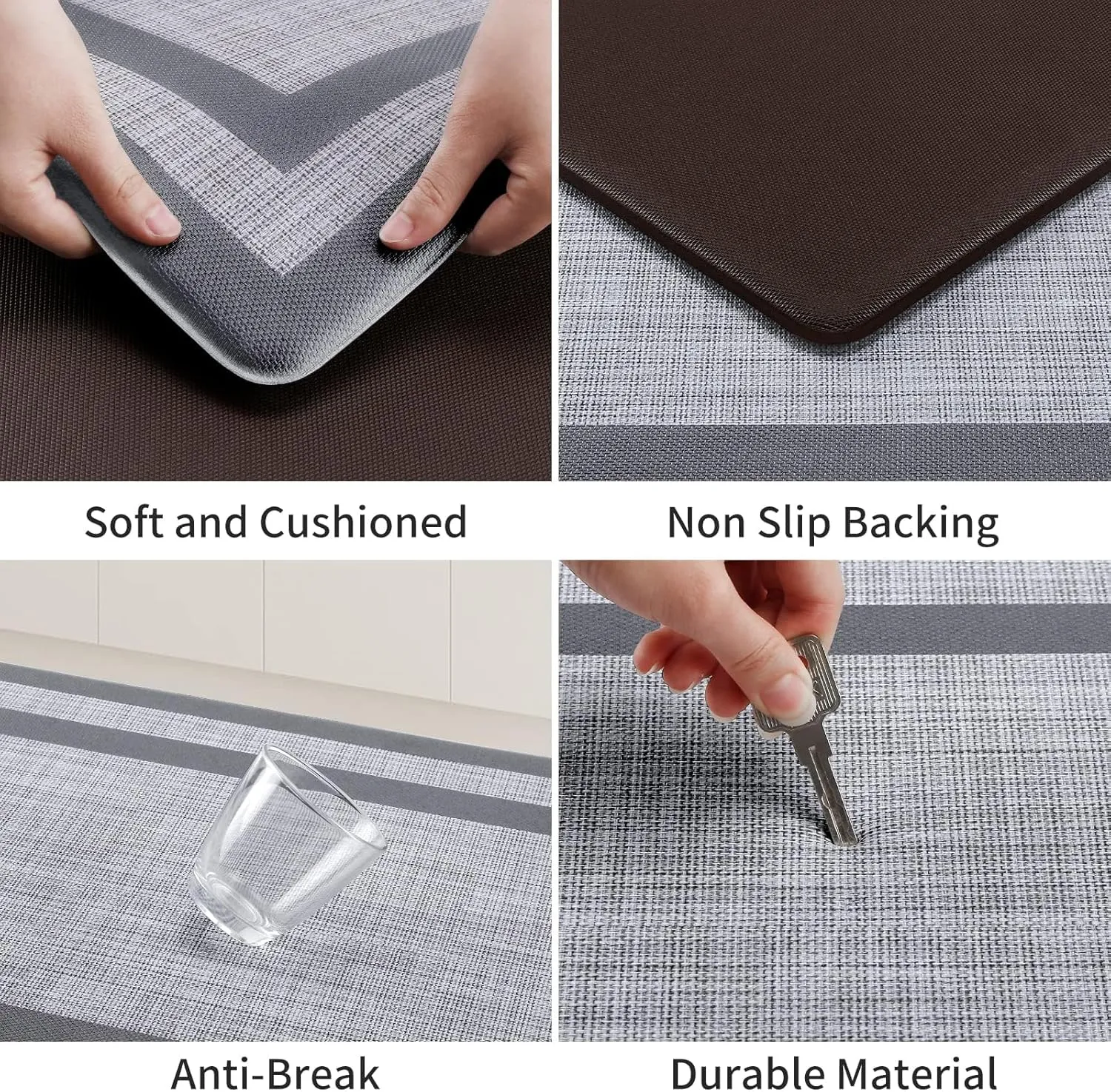 Mattitude Kitchen Mat [2 PCS] Cushioned Anti-Fatigue Rugs Non-Skid Waterproof Ergonomic Comfort Standing Mat for Kitchen, Floor, Office, Sink, Laundry, Gray and Gray