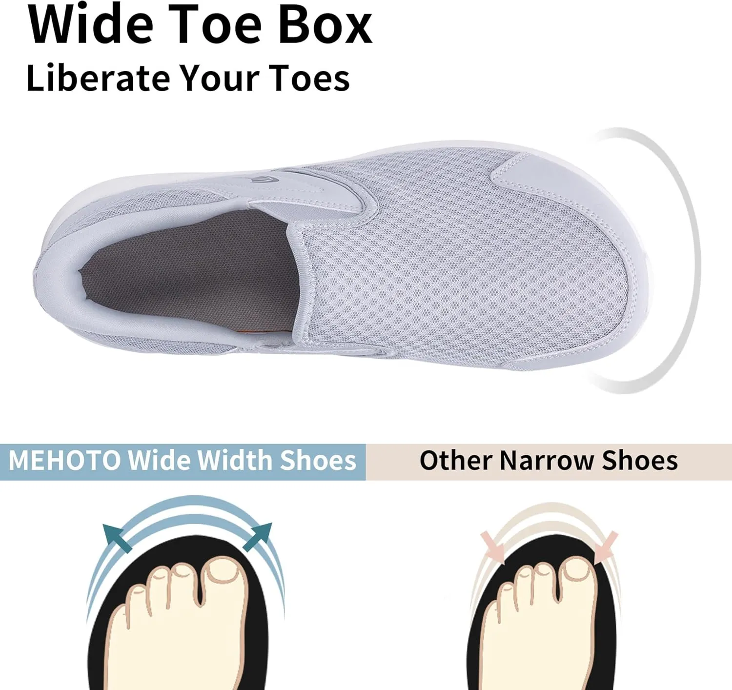 MEHOTO Slip On Loafers | Men's Wide Toe Box Shoes | Zero Drop Sole | Minimalist Sneaker | Comfortable Arch Support Walking Tennis for Plantar Fasciitis Foot Heel Pain Relif Size 7-12