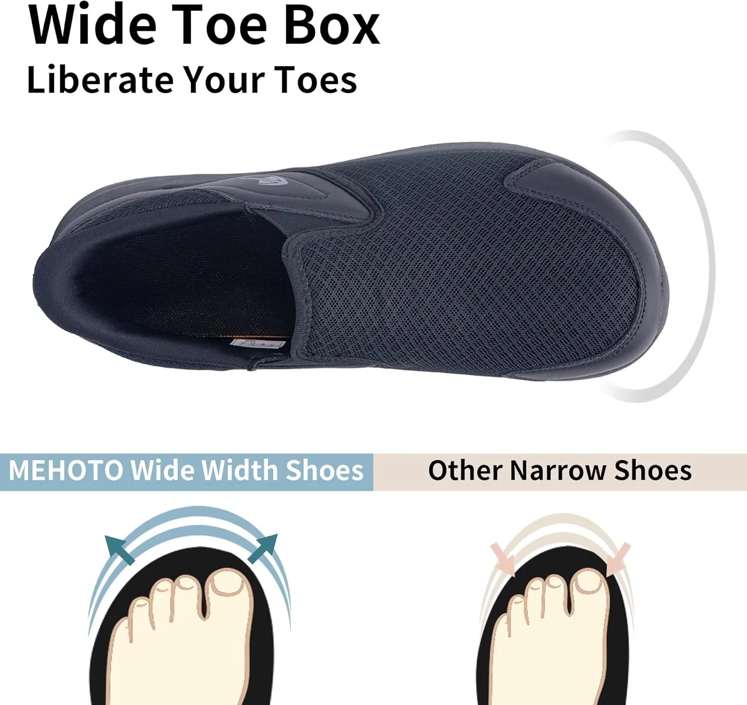 MEHOTO Slip On Loafers | Men's Wide Toe Box Shoes | Zero Drop Sole | Minimalist Sneaker | Comfortable Arch Support Walking Tennis for Plantar Fasciitis Foot Heel Pain Relif Size 7-12
