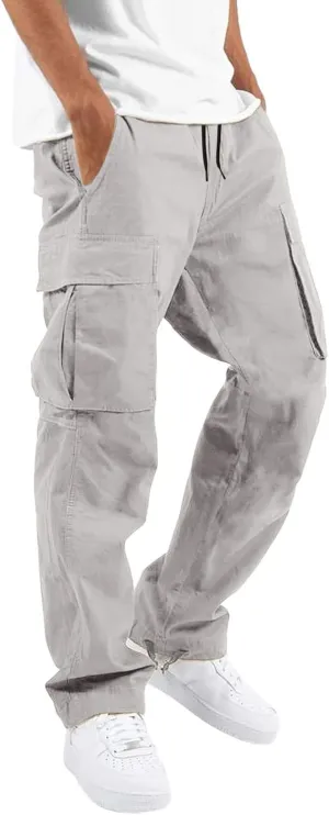 Men's Cargo Pants Casual Linen Stretch Stretch Waistband Pant Lightweight Sweatpants Joggers Gym Running