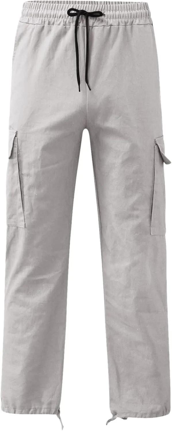 Men's Cargo Pants Casual Linen Stretch Stretch Waistband Pant Lightweight Sweatpants Joggers Gym Running