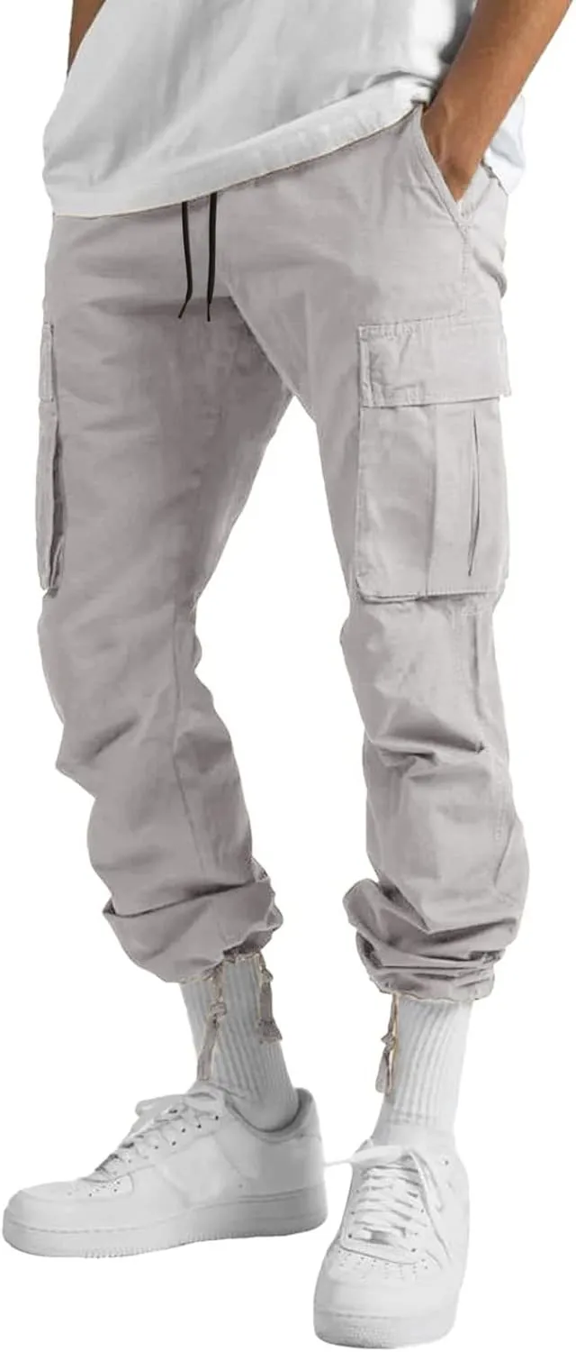 Men's Cargo Pants Casual Linen Stretch Stretch Waistband Pant Lightweight Sweatpants Joggers Gym Running