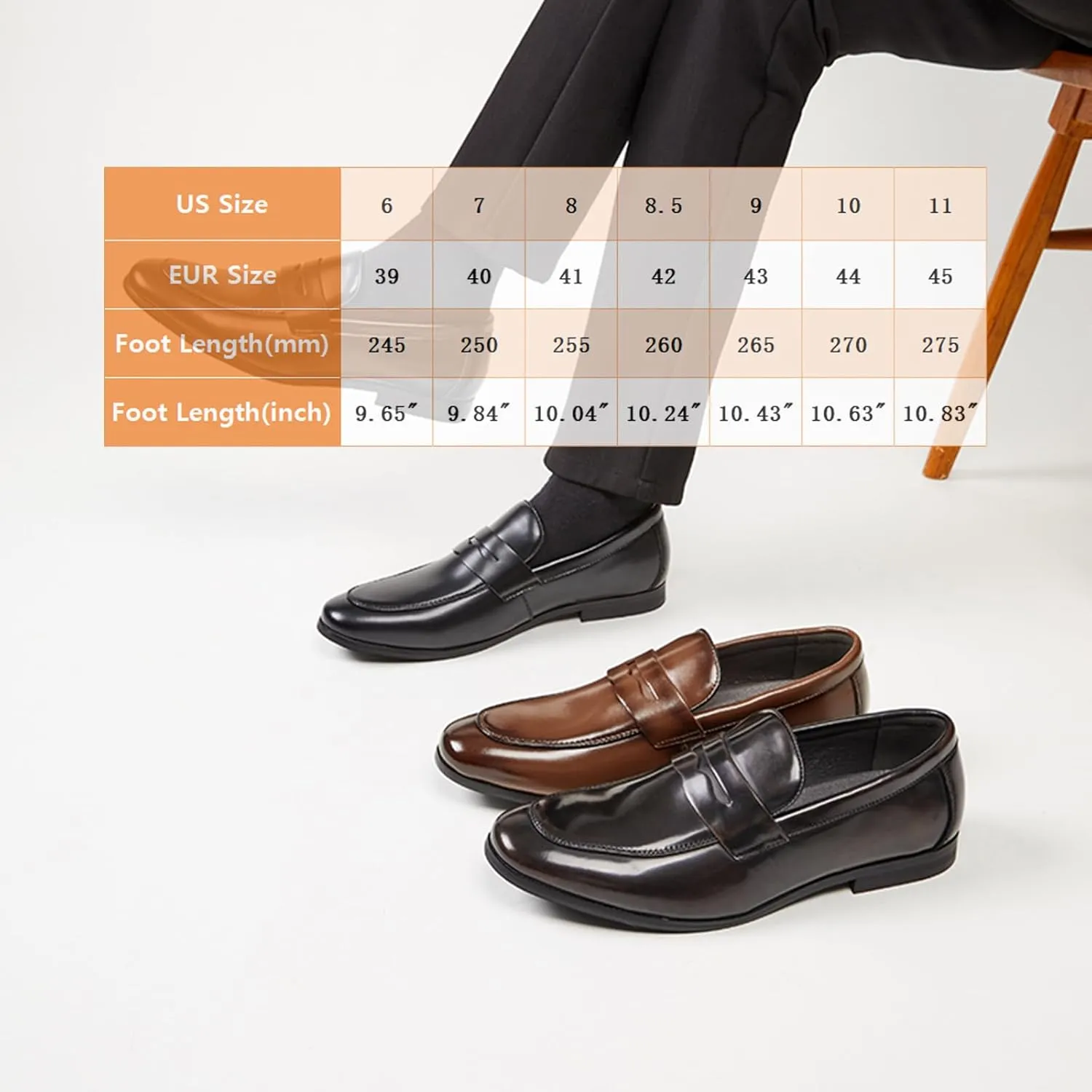 Men's Genuine Leather Slip-On Penny Loafer Fashion Classic Cap Toe Low Top Smoking Driving Moccasins Dress Shoes British Retro Tuxedo Formal Shoes for Prom Wedding Business Casual
