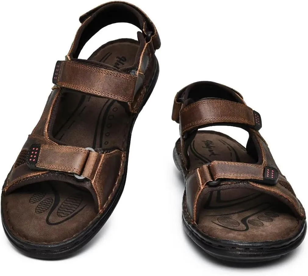 Men's Leather Sandals, Comfortable Open-Toe Outdoor Beach Shoes