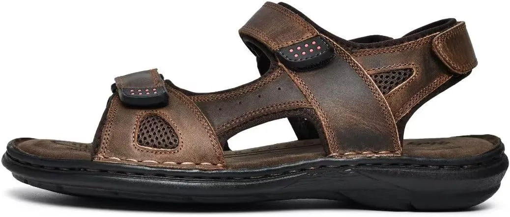Men's Leather Sandals, Comfortable Open-Toe Outdoor Beach Shoes