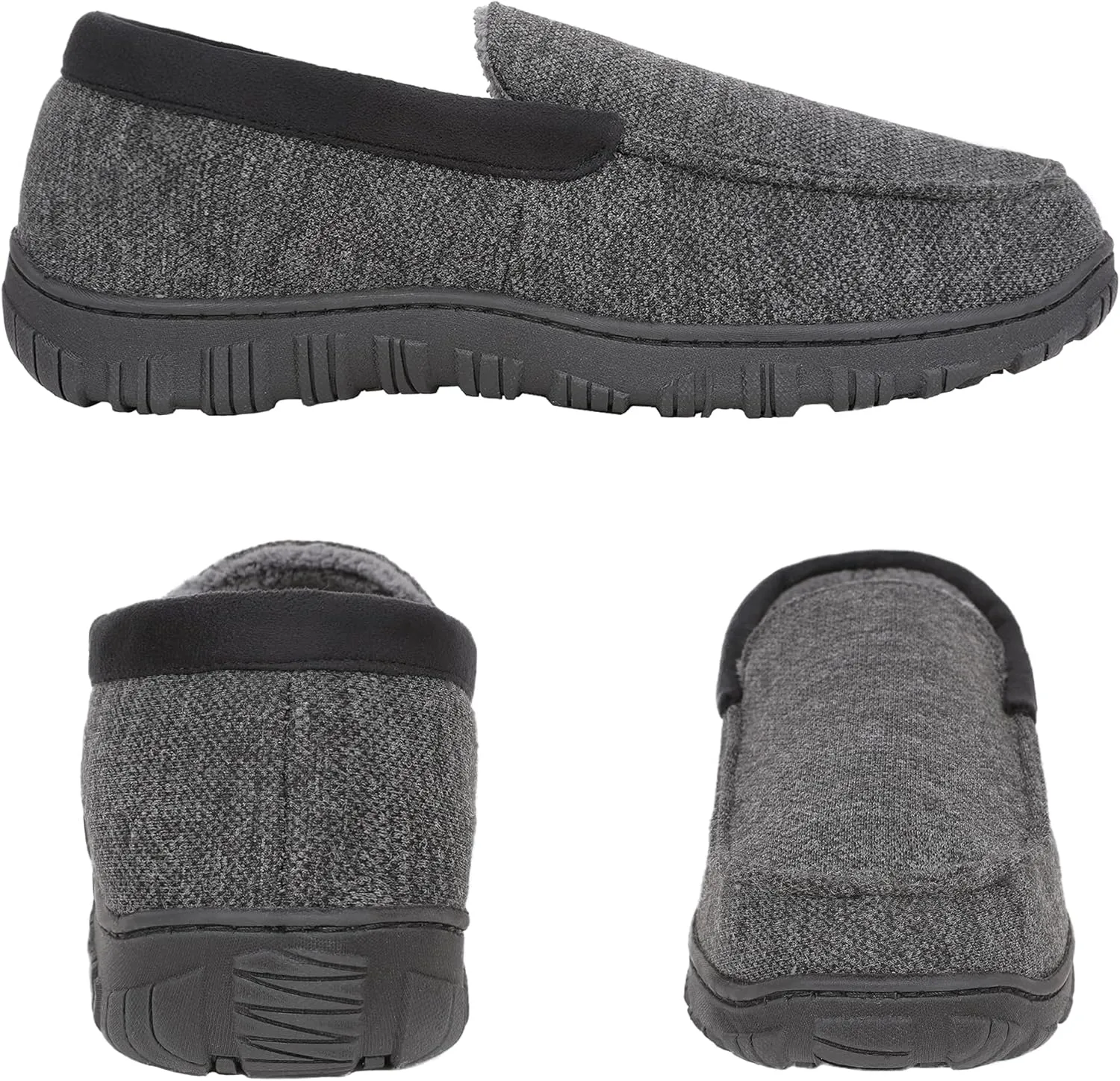 Mens Moccasin Slippers Indoor Outdoor Size Nonslip Memory Foam Shoes with Rubber Bottom