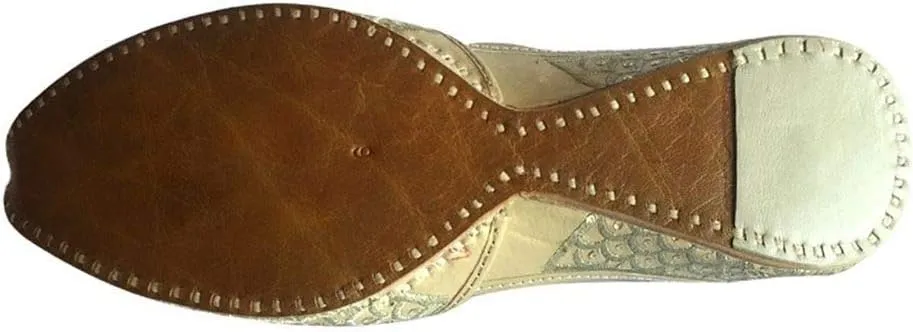 Mens Punjabi Jutti Sherwani Shoes Cream Gold Zari Shoes Designer Loafer Ethnic Footwear