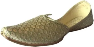Mens Punjabi Jutti Sherwani Shoes Cream Gold Zari Shoes Designer Loafer Ethnic Footwear