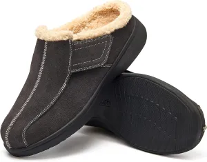 Men's Suede Leather House Slippers Arch Support Non Slip (Size:US 8-US 14.5)