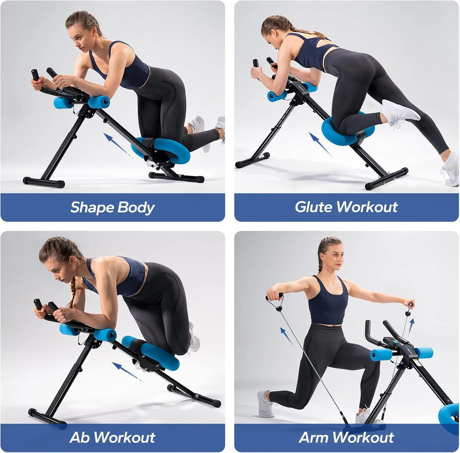 MERACH Ab Machine, Ab Workout Equipment, Adjustable Ab Trainer Machine for Abs Workout at Home Gym, Foldable, Knee Protection, Abdominal Trainer for Stomach Workout